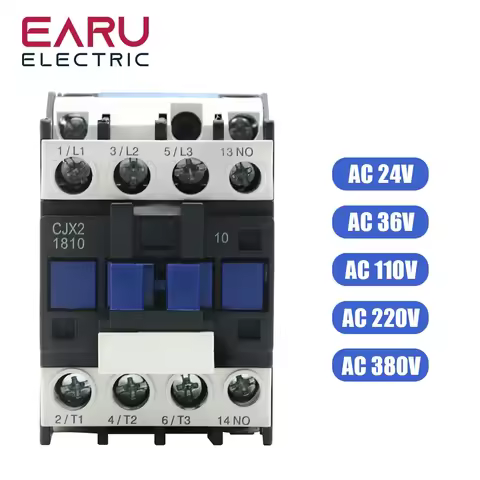 CJX2-1810 LC1 AC Contactor 18A 3 Phase 3-Pole NO Coil Voltage 380V 220V 110V 36V 24V 50/60Hz Din Rai