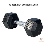Premium Rubber Coated Hexagon Dumbbell 20lb Free Weight Biceps Triceps Bench press Functional Traini