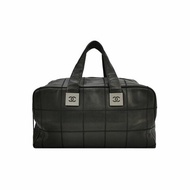 Chanel Chocolate Bar冰格牛皮純色雙Clogo冰格  紋中古手提包