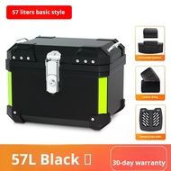 TOP BOX BELAKANG MOTOR TANKER 57L STAINLESS STEEL LOCK ABS BLACK + BACKREST CUSHION MOTORCYCLE TRUNK