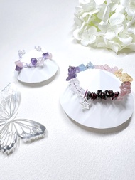 白水晶 Clear Quartz +對應七輪水晶手鏈