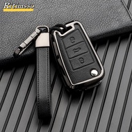 Zinc Alloy Car Key Case Full Cover Fob For VW Volkswagen Golf 7 MK7 Tiguan MK2 For SEAT Ateca Leon F