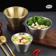 韓式鬥笠碗304不鏽鋼喇叭碗v型湯碗飯碗刨冰沙拉雪花冰碗金色