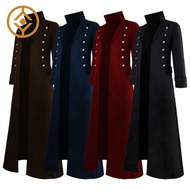 Vintage Medieval Costumes Steampunk Gothic Black Long Jacket Coat Vampire Cosplay Pirate Halloween O