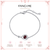 FANCIME "Infinite Embrace" January Birthstone Garnet Infinity Symbol Sterling Silver Bracelet