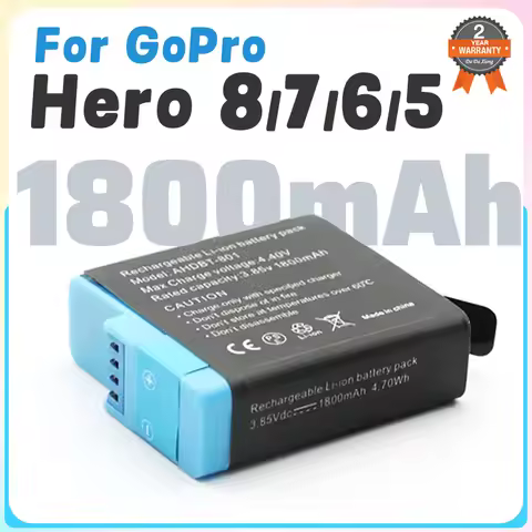 1800mAh Camera Battery for GoPro Hero7 Hero6 Hero5 Hero8 Camera Batteries Balck For Gopro 8 7 6 5 AH