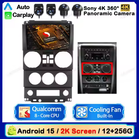 Android 15 Car Radio For Jeep Wrangler Unlimited 3 JK 2008 - 2010 Carplay Auto Head Unit Multimedia 