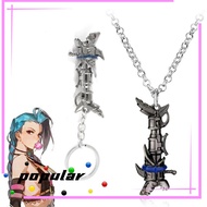 POPULAR Arcane Necklace Jewelry, LOL Arcane Jinx Keychain,  Game League of Legend Metal Game Accesso