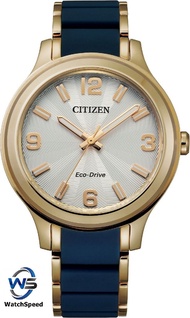 Citizen FE7078-93A Analog Eco-Drive Blue Gold Tone Stainless Steel Case Band Ladies / Womens Watch
