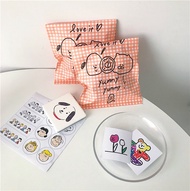 Korean Style Simple Orange Lattice Cartoon Abstract Painting Small Paper Bag Packaging Bag Cute Candy Bag