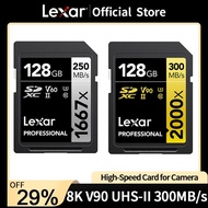 Lexar SD Card Class 10 V10 V30 V60 V90 U3 UHS-II 32GB 64GB 128GB 256GB 512GB SDHC SDXC การ์ดหน่วยความจําความเร็วสูง 4K 8K สําหรับกล้อง