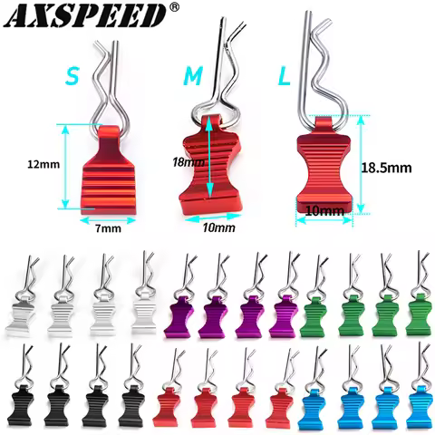 AXSPEED 4Pcs Metal R-type Car Shell Body Fixed Clips Pin with Tab for 1/5 1/6 1/8 1/10 1/12 1/18 1/2
