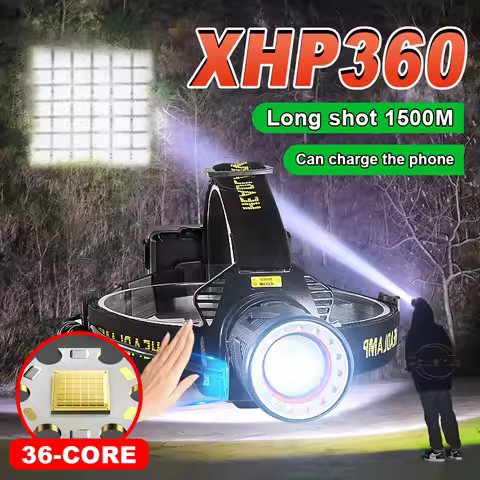 6000000LM Sensor XHP360 LED Headlamp Headlight Powerful Head Flashlight Torch USB Rechargeable Head 