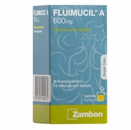 Fluimucil A 600Mg Effervescent 10 Tablets Clears Phlegm Cough Fast Lemon Flavours Clear mucus sugar free