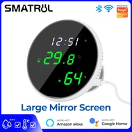 SMTRUL Tuya /Smart life APP Wifi Temperature Humidity Meter Sensor Large Mirror Screen LED Digital D