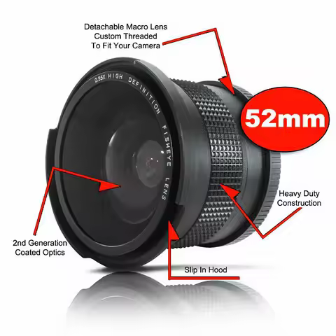 52MM 0.35x Altura Fisheye Wide Angle with macro lens lente for Nikon D5200 D5100 D3200 D3100 D3000 f