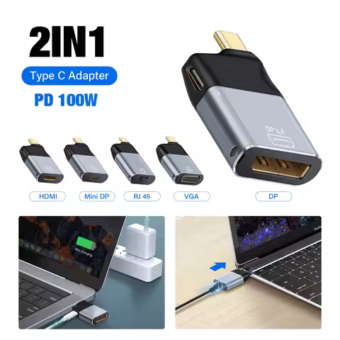 USB C To HDMI-compatible/VGA/DP/RJ45/Mini DP 8K HD Video Converter 4K USB Type C Adapter For MacBook
