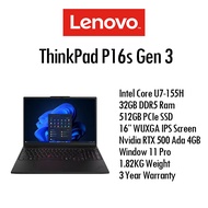 [BRAND NEW] Lenovo ThinkPad P16s Gen 3 - Intel Core U7-155H / 32GB Ram / 512GB SSD / 16" / RTX 500 4