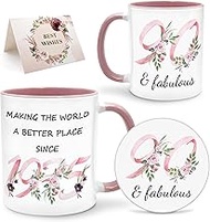 Lingdeer 90th Birthday Gifts for Women Her, 1935 Vintage Birthday Coffee Mugs with Silicone Coaster,