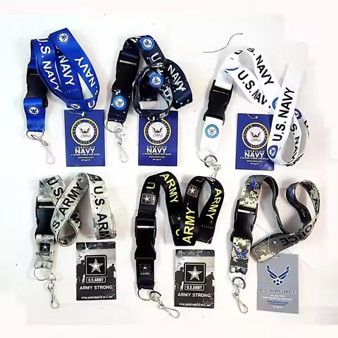Office High Quality U.S. Military 5 Colors Lanyards Neck Strap Necklace Key Chain With ID Holder The