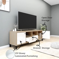 TV Cabinet 6ft 2 Door Rak TV murah TV console media Table Almari TV Rack TV Media Storage Cabinet Wh