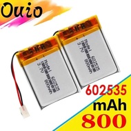B 2Pcs 3 3.7V 800Mah 602535 Lithium Ion Polymer Li Rechargeable Battery For DVR GPS Mp4 Tachograph