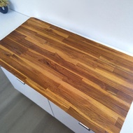 แผ่นท็อปเคาน์เตอร์ ท็อปครัว ไม้สักประสาน Blue Sea Wood ไม้สักแท้เกรด B หนา 25 mm เคลือบแลคเกอร์ จัดส