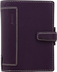 Filofax Holborn Organizer, Pocket Size, Purple - Full Grain Buffalo Leather, Six Rings, with Cotton Cream Week-to-View Calendar Diary, Multilingual, 2024 (C025602-24)