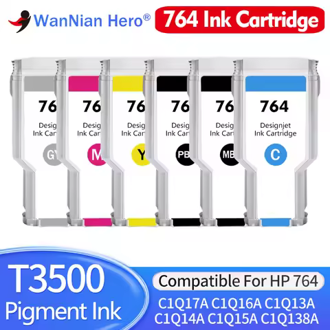 New 300ml 764 Ink Cartridge Compatible For HP Designjet T3500 Printer C1Q17A C1Q16A C1Q13A C1Q14A C1