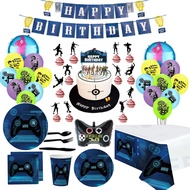 Fortnite Game Theme Party Kids Boy Birthday Decoration Paper Plate Cup Banner Cake Topper Disposable Tableware Set