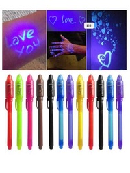 1支隱形墨水筆,帶uv燈和筆頭,適用於監視遊戲,兒童玩具,節日慶祝活動及聚會（隨機顏色）
