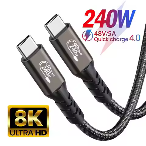 USB4 Cable Thunderbolt 3/4 40Gbps USB C 4K Video Cable PD240W Fast Charger For M1 Macbook Pro Hard D