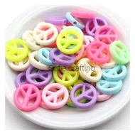 (24 pieces) PEACE PASTEL PLASTIC BEADS 18mm