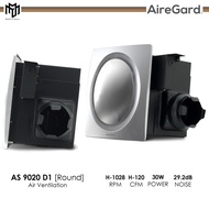 AireGard AS-9020D1 Air Ventilation Exhaust Fan Silent Series (Round) (Silver) 110cfm 4" / 4 Inches -