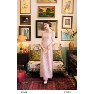 Set áo dài ren hoa 3D thiết kế cổ thắt nơ tay lỡ Orchid - BT26B182