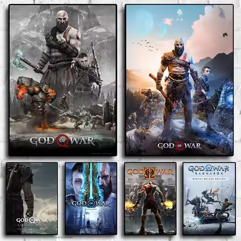God of War Ragnarok 2022 Poster - Kratos Themed Wall Art for Gaming Room Decor