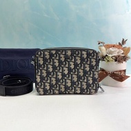 DIOR Oblique雙層拉鏈緹花相機包