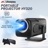 Portable Projector HY320/HY300 Android 11 1080P 4K Projector Dual Band WiFi Mirroring Screen