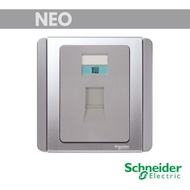 Schneider NEO 4 Pin 1G RJ11 Telephone Outlet (CAT 3). Grey Silver E3031RJ_GS