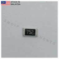 10PCS Taiwan-Grade 7.5k ±5%, 0603 SMD Resistor (752)