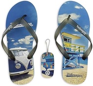 VW Collection VW T1 Bus Beach Sandals, Beachlife/Blue, 11 Women/9.5 Men