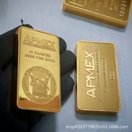 Foreign trade 10oz gold bar simulation APMEX gold bar Brass gold Plated Ornament gold bar Square gol