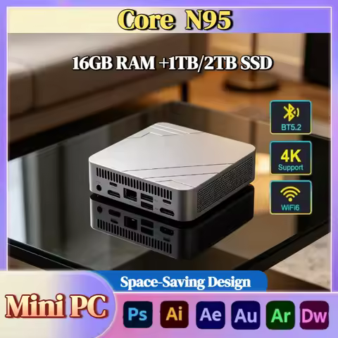 Intel N95 Mini Desktop Computer 16GB RAM 512GB NVMe SSD Triple 4K WiFi6 BT5.2 Silent Cooling for Hom