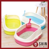 Large Half Cover Cat Litter Tray with Cat litter Scoop / Cat Litter Box