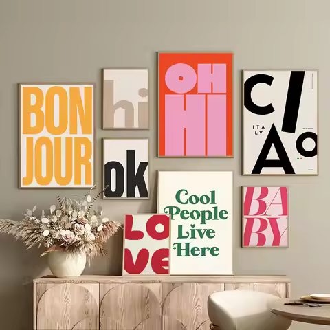 Modern Text OH HI and OK Poster Canvas Print Painting Wall Art Bedroom Study Studio Living Room Home