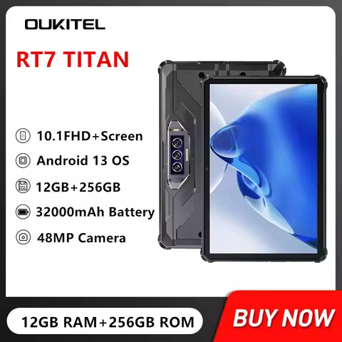 Oukitel RT7 TITAN 5G Rugged Tablet PC 12GB+256GB Android 13 Pad 10.1Inch FHD Tablet 48MP Camera 3200