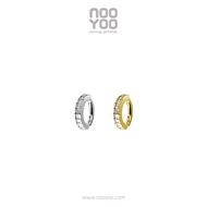 NooYoo จิวสะดือสำหรับผิวแพ้ง่าย CoCr Oval Belly Clicker with Princess Cut CZ