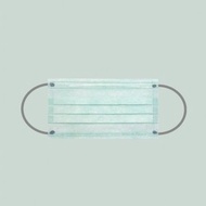 平面醫療口罩 滿版&配色寬耳帶(成人50片/盒) 滿版青瓷綠 台灣製