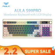 AULA S99PRO Membrane Keyboard 99 Keys Wired Bluetooth 2.4G RGB LCD Display Screen Multi-function Rol