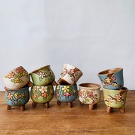 Korean Style Succulent Flower Pot Hand Painted Small Seedling Succulent Bonsai Pastoral Style Flower Pot Ceramic